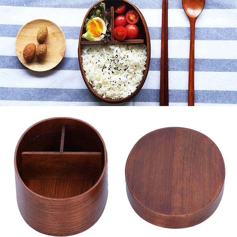 Japanese Wooden Sushi Lunch Box - Leakproof Oval Bento Box