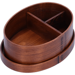 Japanese Wooden Sushi Lunch Box - Leakproof Oval Bento Box