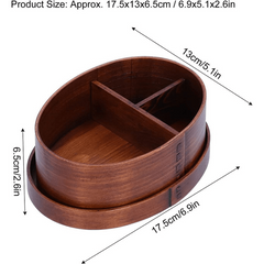 Japanese Wooden Sushi Lunch Box - Leakproof Oval Bento Box