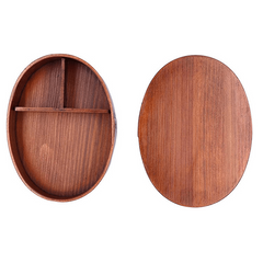 Japanese Wooden Sushi Lunch Box - Leakproof Oval Bento Box