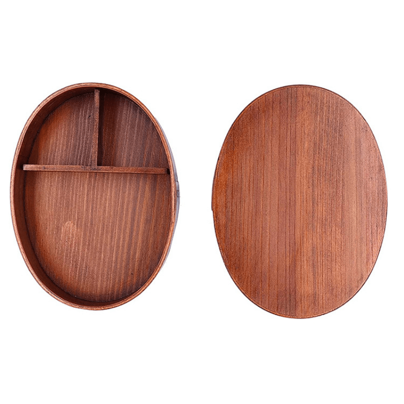Japanese Wooden Sushi Lunch Box - Leakproof Oval Bento Box