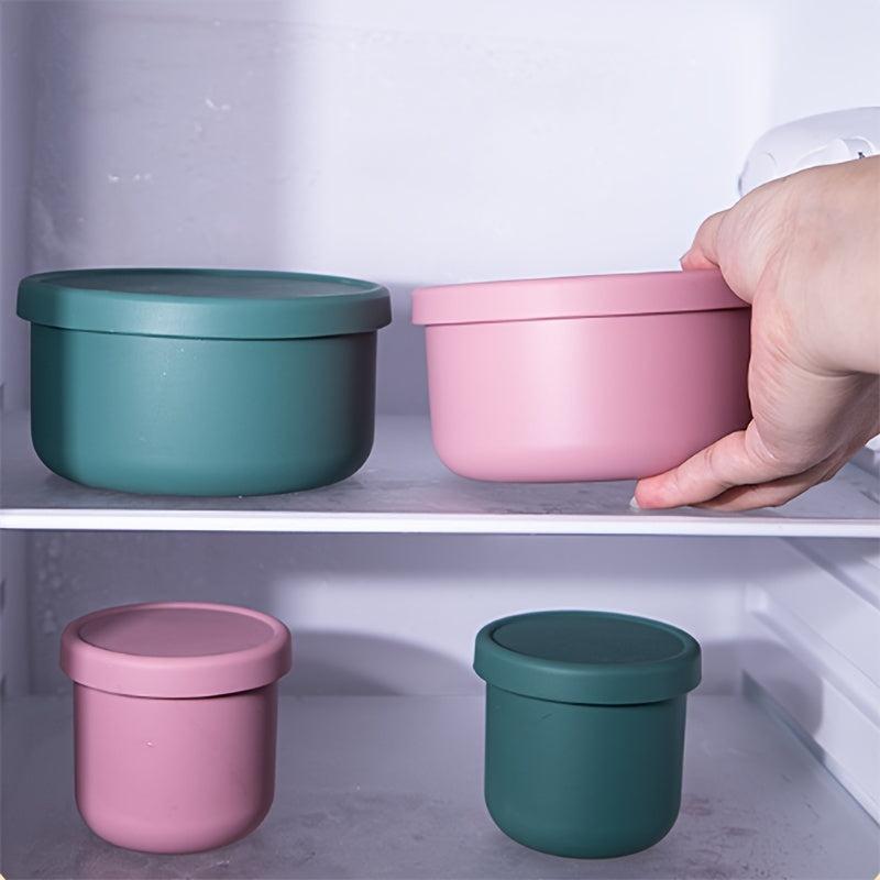 3pcs Round Silicone Lunch Box Set Portable Soup Bowl Refrigerator Sealed Fresh-k