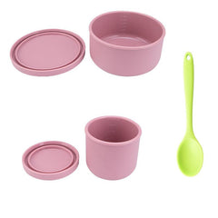 3pcs Round Silicone Lunch Box Set Portable Soup Bowl Refrigerator Sealed Fresh-k