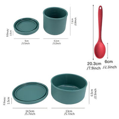 3pcs Round Silicone Lunch Box Set Portable Soup Bowl Refrigerator Sealed Fresh-k