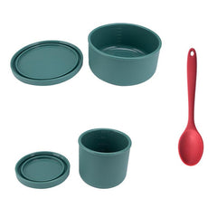 3pcs Round Silicone Lunch Box Set Portable Soup Bowl Refrigerator Sealed Fresh-k