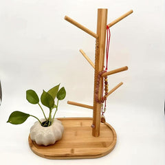 Bamboo Mug Holder with 6 Hooks Countertop Coffee Cup and Mug Rack