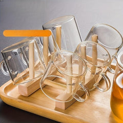 Bamboo Cup Holder Glass Hanging Rack for Home Milk Tea Cup Mug Drying