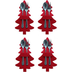 4pcs Xmas Tree Cutlery Holders Christmas Tableware Silverware Pouches