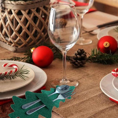 4pcs Xmas Tree Cutlery Holders Christmas Tableware Silverware Pouches