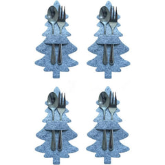 4pcs Xmas Tree Cutlery Holders Christmas Tableware Silverware Pouches