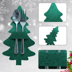 4pcs Xmas Tree Cutlery Holders Christmas Tableware Silverware Pouches