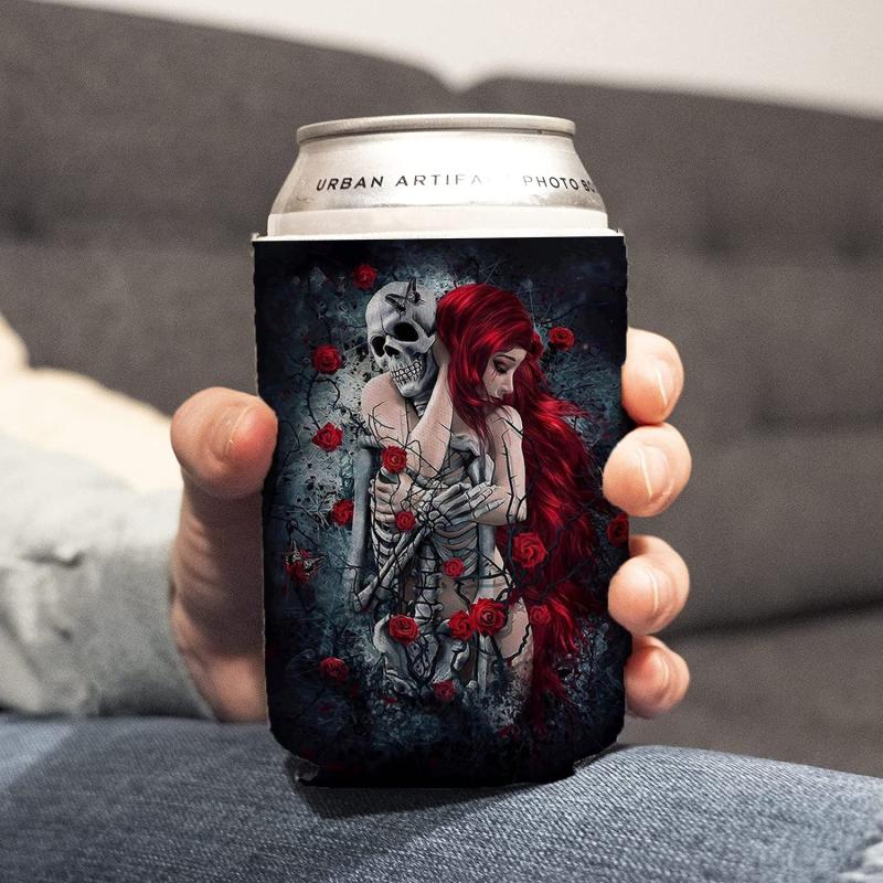 Roses & Skulls Neoprene Can Cooler Sleeve Insulated Cup Sleeve 12oz