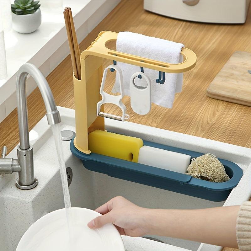 Adjustable Sink Drain Basket Telescopic Storage Rack Dish Rag Kitchen Accessorie