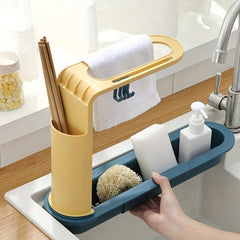 Adjustable Sink Drain Basket Telescopic Storage Rack Dish Rag Kitchen Accessorie
