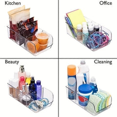 Clear Pantry Organizer Container Bins with Dividers and Handles