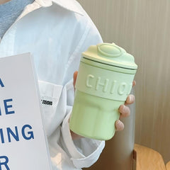 450ml Stainless Steel Insulated Coffee Cup with Straw