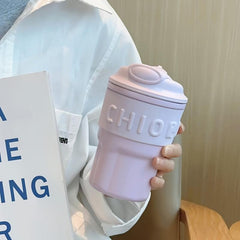 450ml Stainless Steel Insulated Coffee Cup with Straw