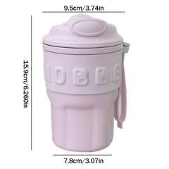 450ml Stainless Steel Insulated Coffee Cup with Straw