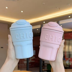 450ml Stainless Steel Insulated Coffee Cup with Straw