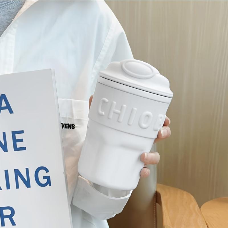 450ml Stainless Steel Insulated Coffee Cup with Straw
