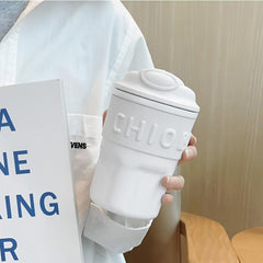 450ml Stainless Steel Insulated Coffee Cup with Straw