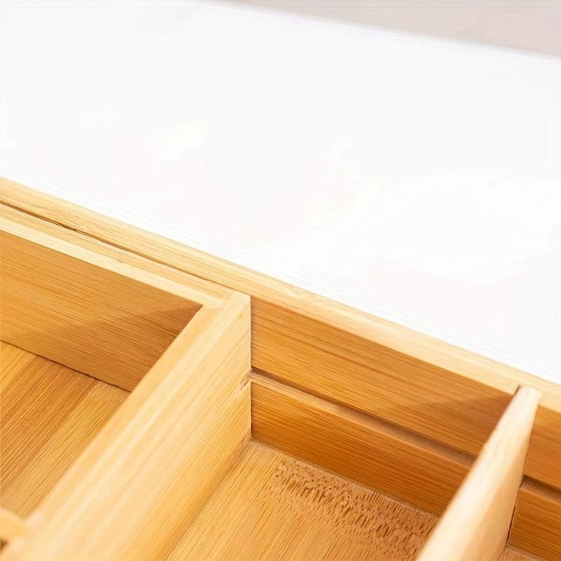 Bamboo Expandable Drawer Storage Box Tableware Rack