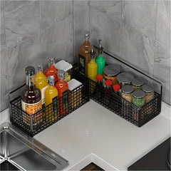 Spice Rack Basket Shelf Kitchen Bathroom Organizer Wall Mounted