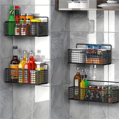 Spice Rack Basket Shelf Kitchen Bathroom Organizer Wall Mounted