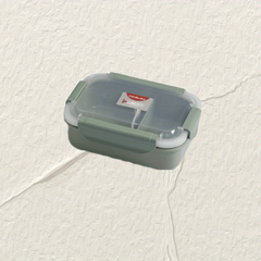 Square Divided Lunch Box with Tableware, Leakproof Food Container for Office