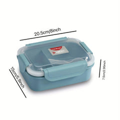 Square Divided Lunch Box with Tableware, Leakproof Food Container for Office