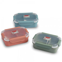 Square Divided Lunch Box with Tableware, Leakproof Food Container for Office