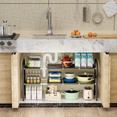 Zendar Under Sink Organizers Tier Expandable Cabinet Bathroom Shelf Storage