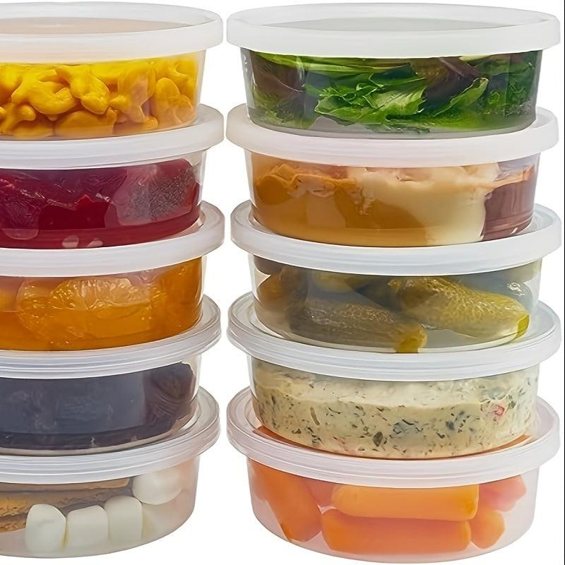 12pcs 8oz Plastic Soup Cup with PE Cover - Dishwasher Safe
