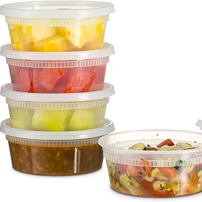 12pcs 8oz Plastic Soup Cup with PE Cover - Dishwasher Safe