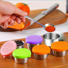 4pcs Leakproof Salad Dressing Containers Stainless Steel Cups