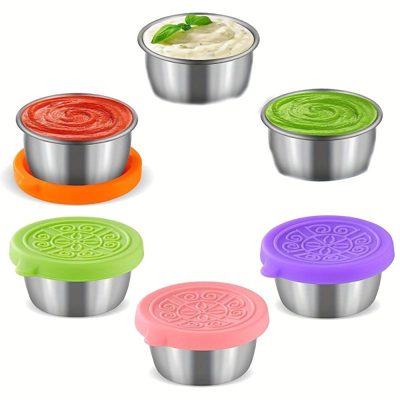 4pcs Leakproof Salad Dressing Containers Stainless Steel Cups