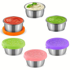 4pcs Leakproof Salad Dressing Containers Stainless Steel Cups
