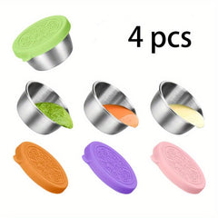 4pcs Leakproof Salad Dressing Containers Stainless Steel Cups