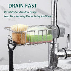 Stainless Steel Sink Caddy Organizer for Kitchen Sponge Soap Towel Storage