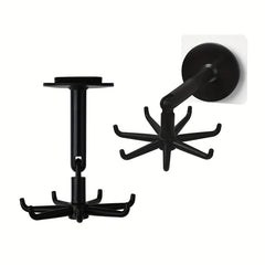 Rotating Utensil Holder w/7 Hook Kitchen Storage
