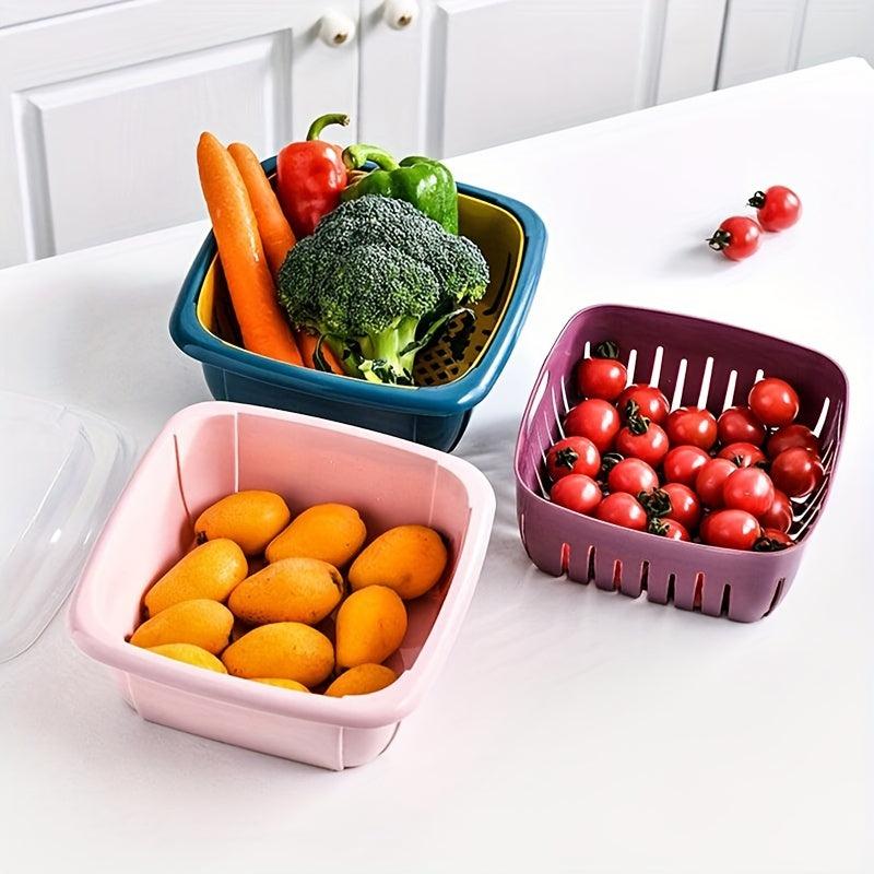 Double Layer Drain Basket Fruit Storage Container
