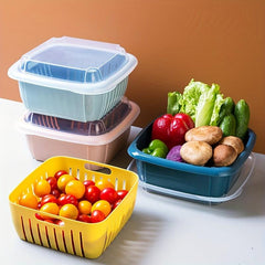 Double Layer Drain Basket Fruit Storage Container