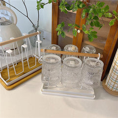 Wooden Drainage Cup Holder with Tray for Easy Cleanup
