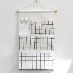 3D Hanging Bag with 5 Pockets Cotton Linen Wall Storage Pocket