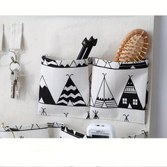 3D Hanging Bag with 5 Pockets Cotton Linen Wall Storage Pocket