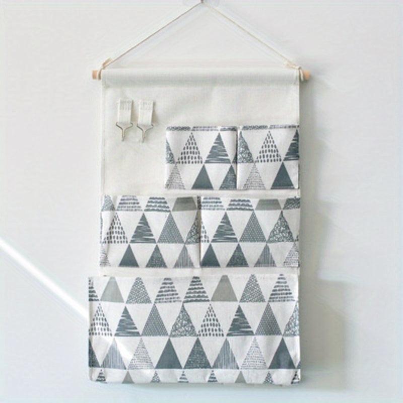 3D Hanging Bag with 5 Pockets Cotton Linen Wall Storage Pocket