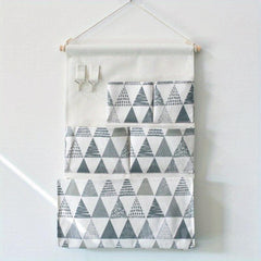 3D Hanging Bag with 5 Pockets Cotton Linen Wall Storage Pocket