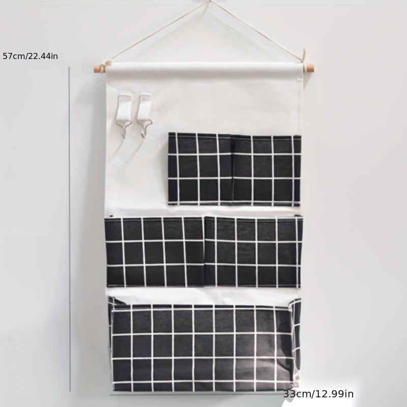 3D Hanging Bag with 5 Pockets Cotton Linen Wall Storage Pocket