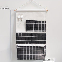 3D Hanging Bag with 5 Pockets Cotton Linen Wall Storage Pocket