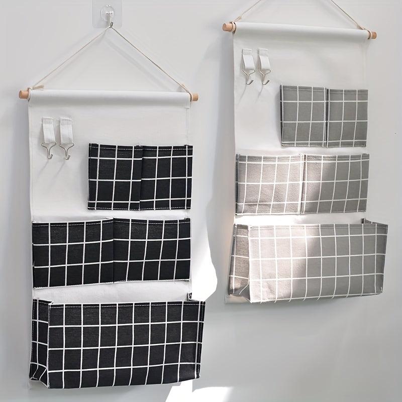 3D Hanging Bag with 5 Pockets Cotton Linen Wall Storage Pocket